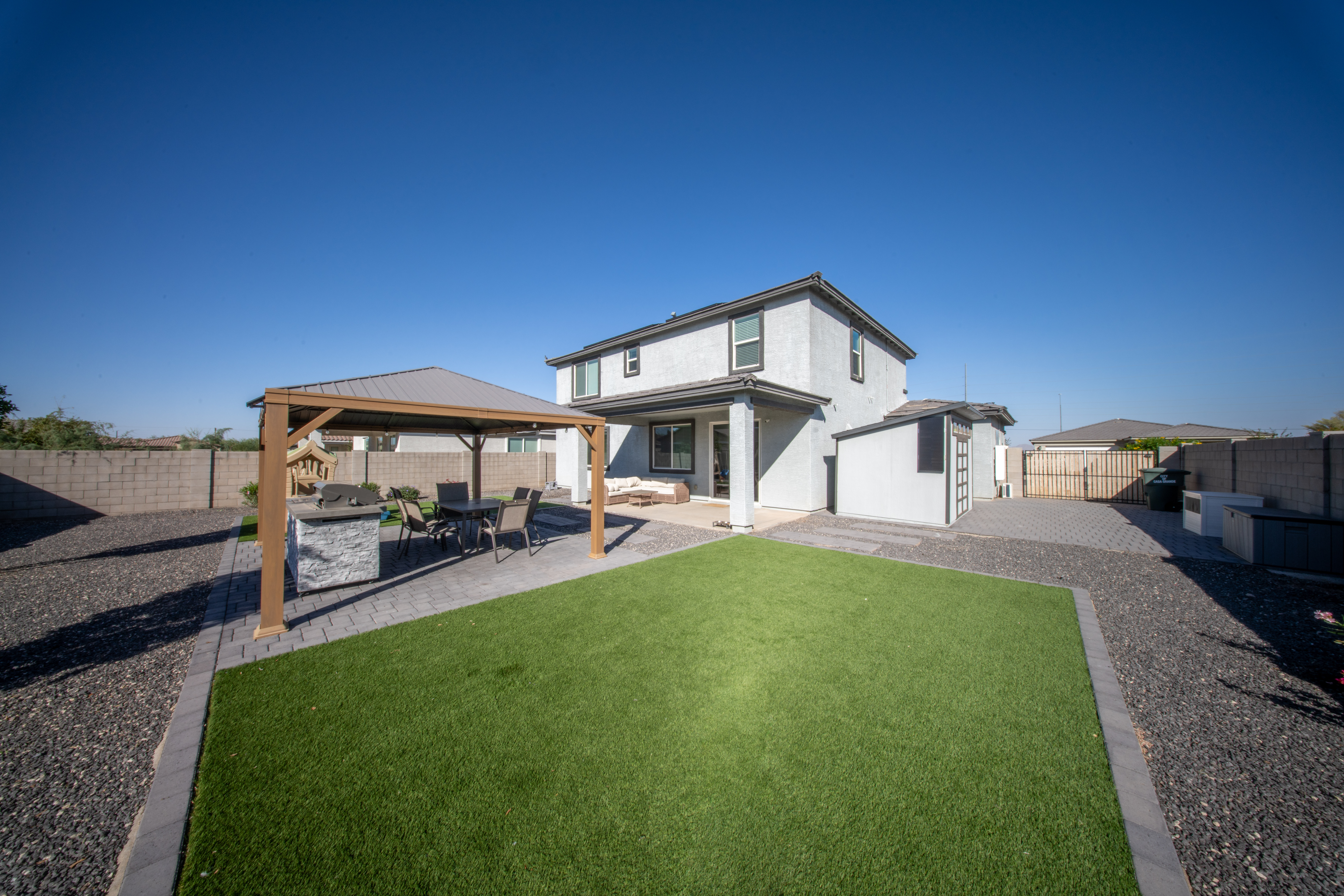 Backyard and pool real estate photo